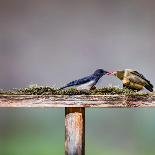 Image similar to birb eating food, XF IQ4, 150MP, 50mm, f/1.4, ISO 200, 1/160s, natural light, Adobe Photoshop, Adobe Lightroom, DxO Photolab, polarizing filter, Sense of Depth, AI enhanced, HDR