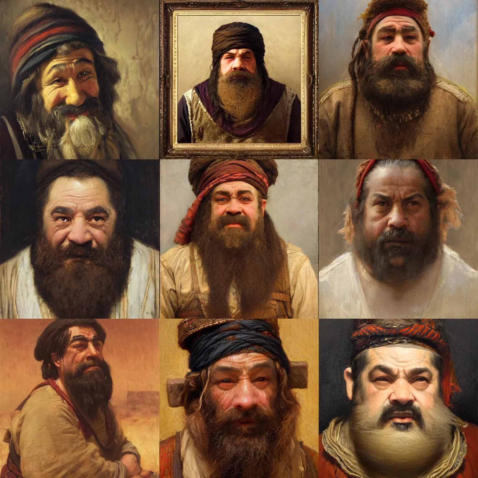 Prompt: orientalism face portrait of a dwarf rogue by Edwin Longsden Long and Theodore Ralli and Nasreddine Dinet and Adam Styka, masterful intricate artwork. Oil on canvas, excellent lighting, high detail 8k