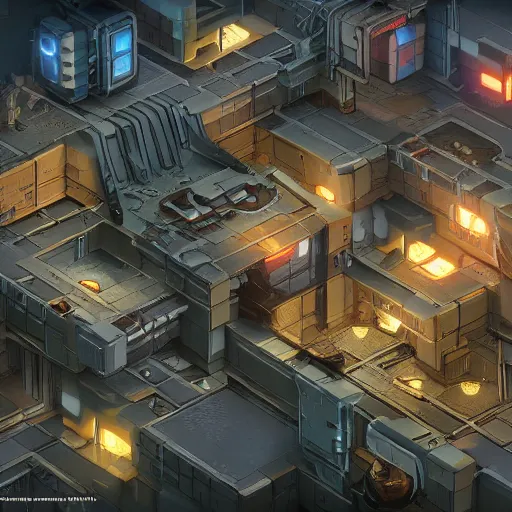 Image similar to one scifi building isometric game concept, jama jurabaev, tyler edlin, james paick, emmanuel shiru, victor mosquera, modular detailed, artstation, for aaa game, high quality