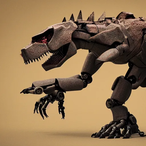 Image similar to a robot similar to a t-rex, octane render, 3D