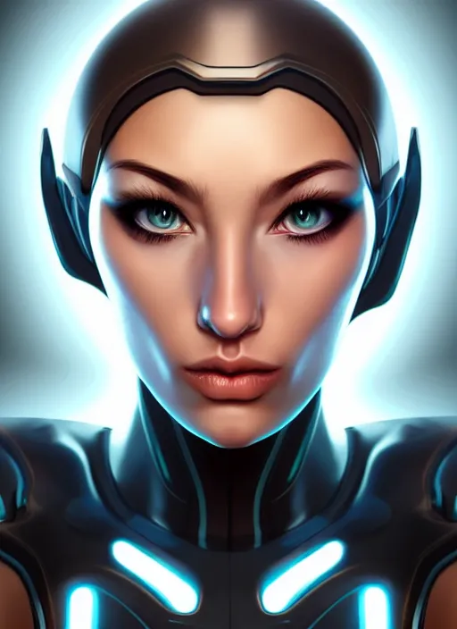 Image similar to portrait of a cyborg woman by Artgerm, open mouth!!! (((((face turns left))))) (((((face turns right))))), open eyes , biomechanical, hyper detailled, trending on artstation