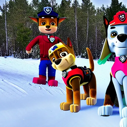 Image similar to paw patrol shredding the gnar