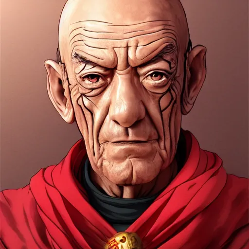 Image similar to portrait of hector salamanca as the master of the red wind elements, anime fantasy illustration by tomoyuki yamasaki, kyoto studio, madhouse, ufotable, trending on artstation