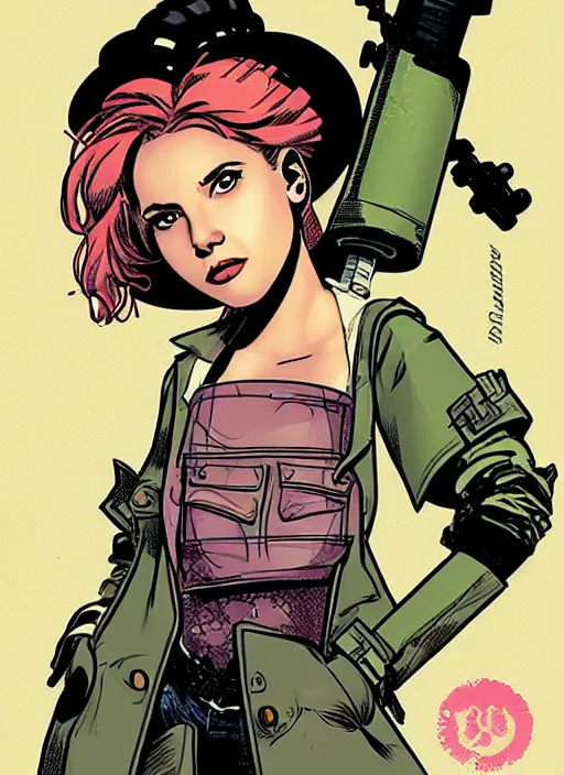 Image similar to a portrait of a pretty sewer punk young lady by cliff chiang