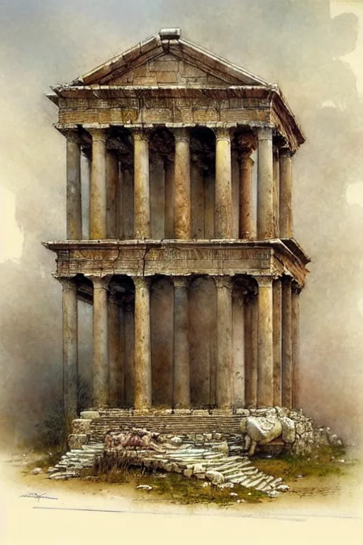 Prompt: (((((new roman temple . muted colors.))))) by Jean-Baptiste Monge !!!!!!!!!!!!!!!!!!!!!!!!!!!
