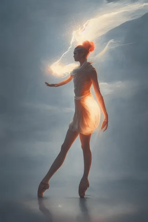 Prompt: dancer in the wind by artgem and greg rutkowski, light cone, reimagined by industrial light and magic