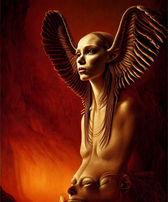 Prompt: epic professional digital art the riddle of the sphinx, horrific yet beautiful vibe, evocative, atmospheric lighting, painted, intricate, highly detailed, by leesha hannigan, wayne haag, reyna rochin, ignacio fernandez rios, mark ryden, iris van herpen, artstation, cgsociety, stunning, gorgeous, sharp focus, cinematic, masterpiece