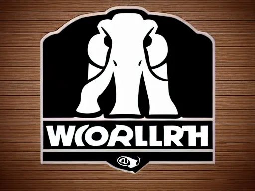 Prompt: stylized wooly mammoth sports logo!!! black and white logo design