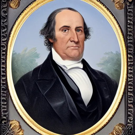 Prompt: Official Portrait of the United States President, 1858, he is a white male from Vermont