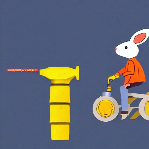 Image similar to simple illustration of a rabbit riding a jackhammer