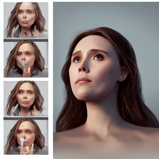 Image similar to [ [ [ lightbulb ] ] ]!! has an elizabeth olsen face, trending on zbrush, unreal engine 5, cgsociety contest winner, intricate, detailed, 4 k quality, concept art