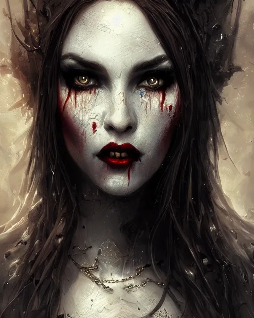 Image similar to vampire bride, hyper realistic face, beautiful eyes, fantasy art, in the style of greg rutkowski, intricate, hyper detailed, smooth