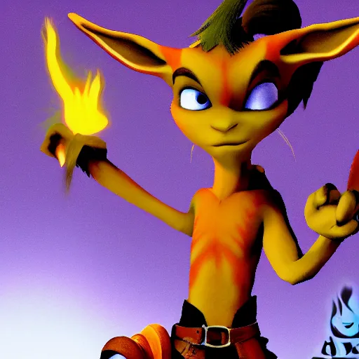 Prompt: jack from jack and daxter stoic dark