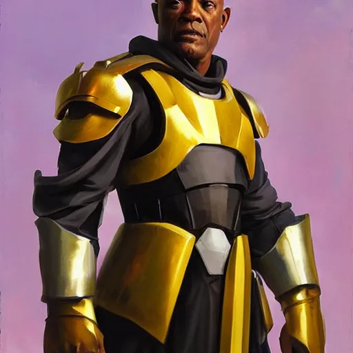 Image similar to greg manchess portrait painting of armored mace windu as overwatch character, medium shot, asymmetrical, profile picture, organic painting, sunny day, matte painting, bold shapes, hard edges, street art, trending on artstation, by huang guangjian and gil elvgren and sachin teng