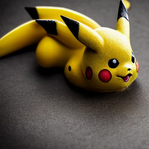 Image similar to photograph portrait of Pikachu, intricate detail, sigma 85mm f/1.4, 4k, depth of field, high resolution, 4k, 8k, hd