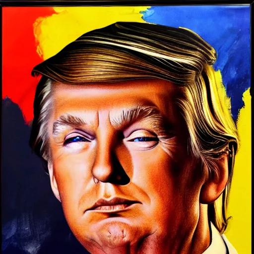 Image similar to photorealistic picture, by bob peak and alex ross, young donald trump propaganda poster, gouache and wash paints, fine details, fine intricate, fine facial proportionate, fine body proportionate, fine fix broken line, fine fix duplicate line, smooth focus, sharp details, bokeh, 4 k, fine 5 k details