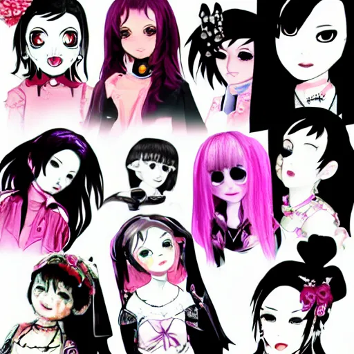 Prompt: goth girls in the style of ai yazawa