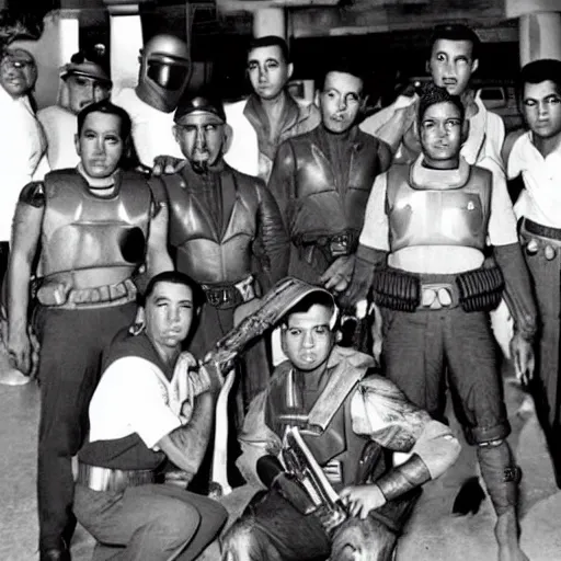 Image similar to boba fett in a 1950s puerto rican gang photo