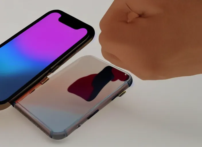 Prompt: product still of the new iphone 2 0 with a folding transparent holographic display in 2 0 2 9, 4 k, 8 5 mm f 1. 8