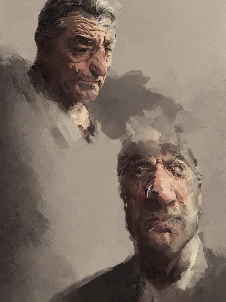 Image similar to A portrait of Robert de Niro art by greg rutkowski, matte painting, trending on artstation