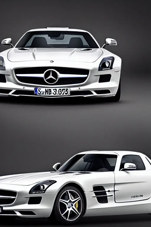 Image similar to Mercedes SLS AMG crossed with a Mercedes-Benz 300SL, studio lighting, high resolution, award winning