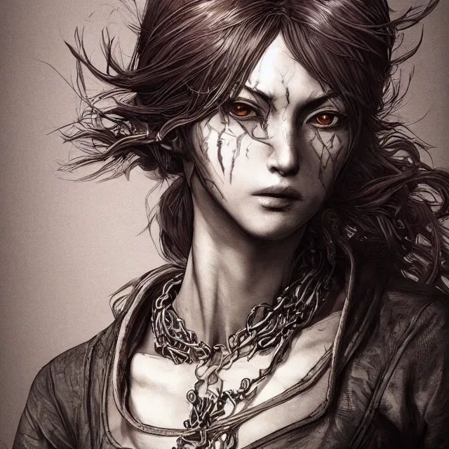 Prompt: the portrait of neutral female dark knight vagabond as absurdly beautiful, gorgeous, sophisticated, young gravure idol, an ultrafine hyperdetailed illustration by kim jung gi, irakli nadar, intricate linework, bright colors, octopath traveler, final fantasy, unreal engine 5 highly rendered, global illumination, radiant light, detailed and intricate environment