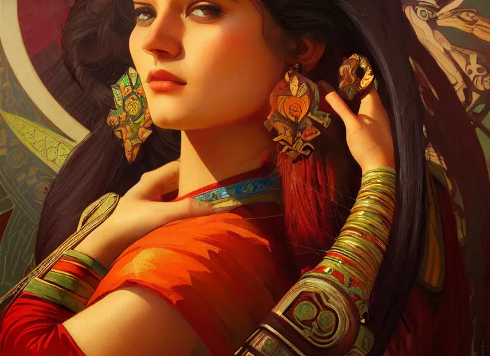 Image similar to photography of jamini roy, deep focus, d & d, fantasy, intricate, elegant, highly detailed, digital painting, artstation, concept art, matte, sharp focus, illustration, hearthstone, art by artgerm and greg rutkowski and alphonse mucha