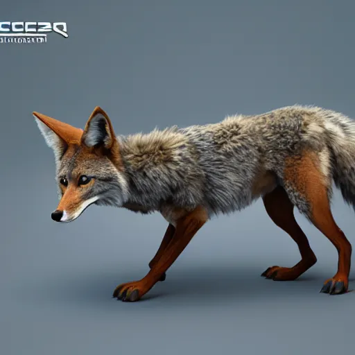 Prompt: a coyote, octane render rendered in unreal engine rendering v - ray rendered in octane highly detailed c 4 d blender rendered in maya iclone 7 reallusion character creator ( character ) unreal engine 5 rendered by octane engine cgsociety