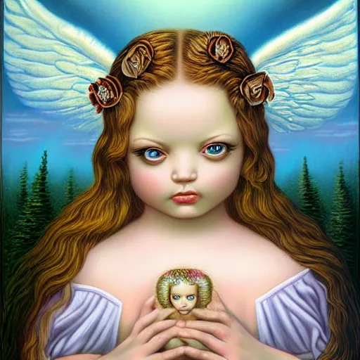 Image similar to Angel painting by Mark Ryden and Todd Schorr highly detailed