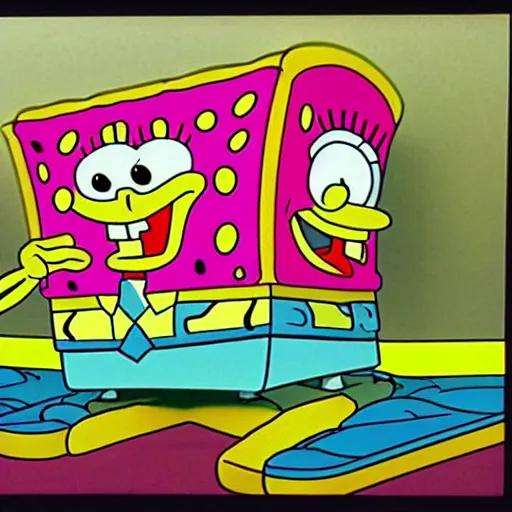 Image similar to animation cel from the 1 9 9 0's spongebob squarepants anime series, film still