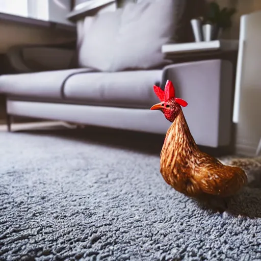 Prompt: hen in a modern house