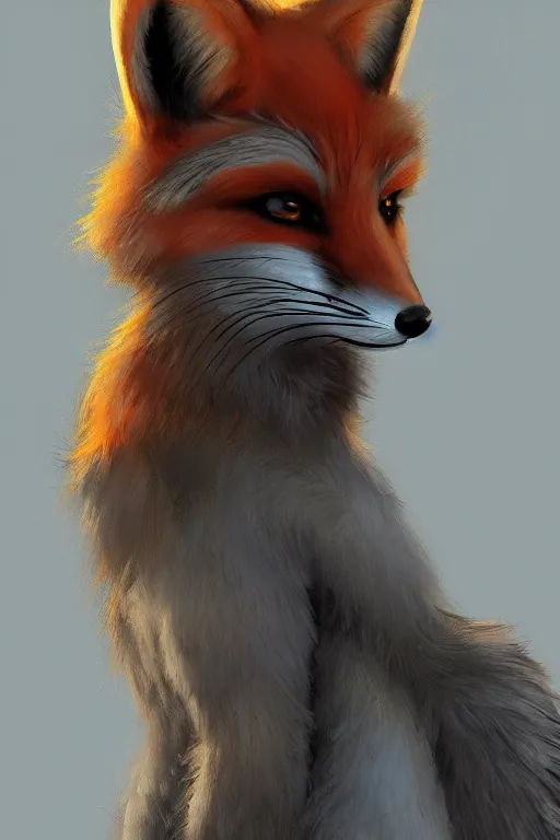 Image similar to an anthropomorphic modern fox with a fluffy tail, backlighting, trending on artstation, digital art, furry art, trending on furaffinity, fantasy art, by kawacy