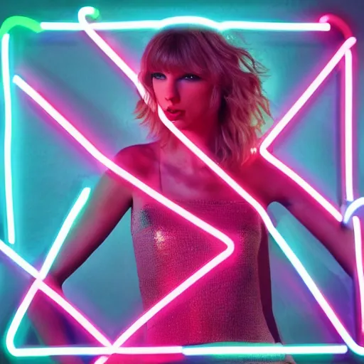 Image similar to a neon album cover for a Taylor Swift rock pop album