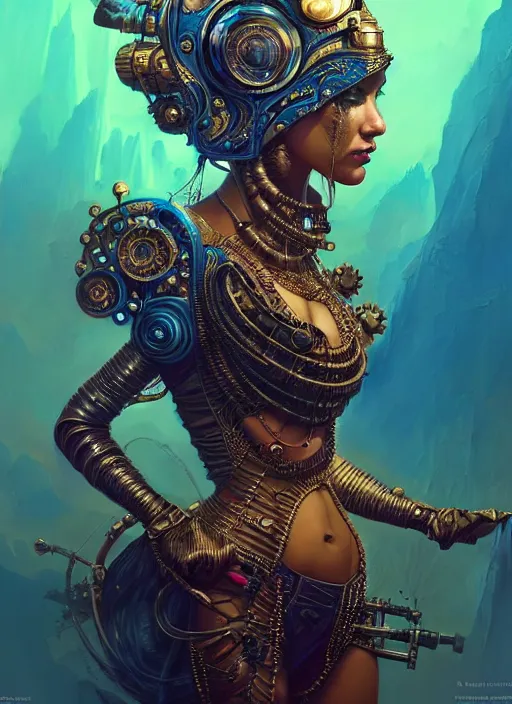 Image similar to hyper detailed ultra sharp of a aladdinpunk steampunk sci - fi vatika trending on artstation, warpaint aesthetic, earthwave, colorful, psychedelic, ornate, intricate, digital painting, concept art, smooth, sharp focus, illustration, art by artgerm and greg rutkowski and h. r. giger, 8 k