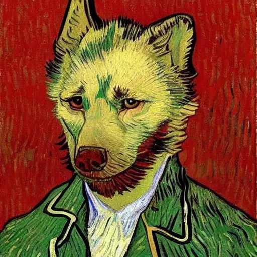 Image similar to retarded wolf, van gogh