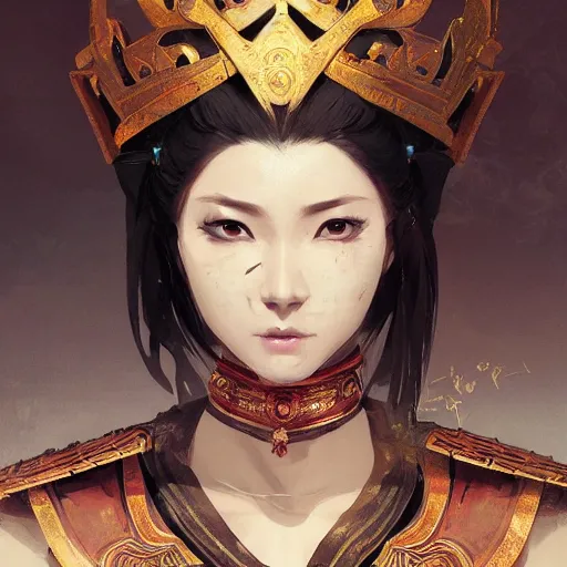 Image similar to ancient dynasty princess, dynasty warriors, cute face, 8 k beautiful, elegant, grafity, c 4 d, digital painting, smooth, concept art, in style of yoji shinkawa, pan ren wei, col price, atey ghailan, by greg rutkowski, aesthetic