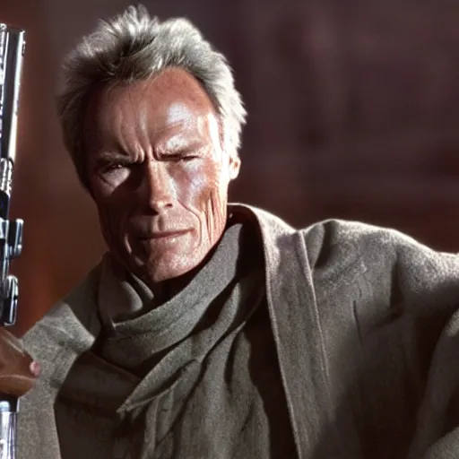 Image similar to clint eastwood as a jedi in star wars episode 3, 8k resolution, full HD, cinematic lighting, award winning, anatomically correct