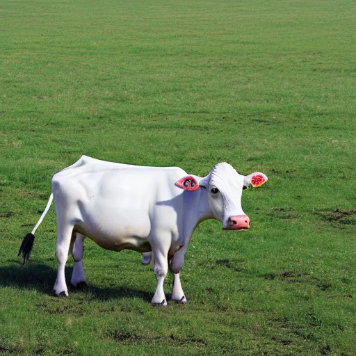 Prompt: a sphere shaped cow in a field