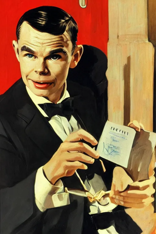 Prompt: portrait of alan turing as james bond, by robert mcginnis