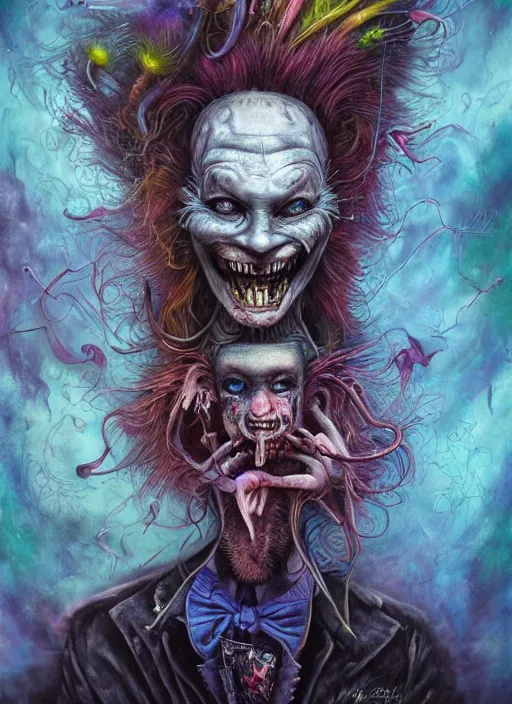 Image similar to mad hatter, alien, highly detailed, cinematic, 8 k, by megan duncanson, benjamin lacombe, adrian borda, stanley artgermm, tom bagshaw, craig mullins, carne griffiths, ayami kojima, beksinski, giger, trending on deviantart, hyper detailed, horror, full of colour