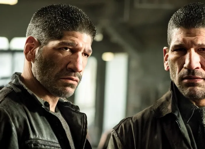 Image similar to john bernthal, movie still, from the new punisher movie, 8 k, realistic