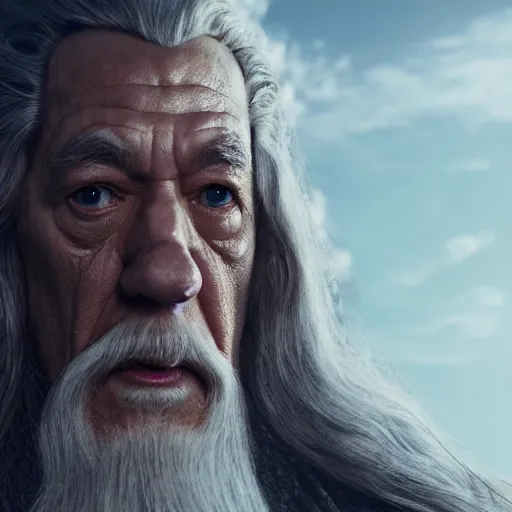 Image similar to film still of gandalf starring as the hulk, high detail shot, smoking, render, cgsociety, photorealism