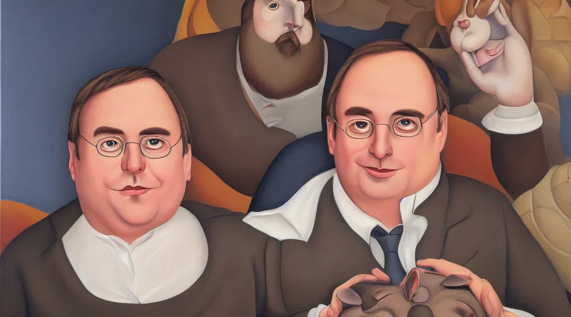 Image similar to portrait of Linus Torvalds painted by fernando botero