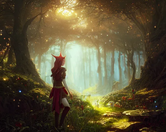 Prompt: highly detailed portrait of emma stone as an elf in a magical mushroom forest, in skyrim, stephen bliss, unreal engine, fantasy art by greg rutkowski, loish, rhads, ferdinand knab, makoto shinkai and lois van baarle, ilya kuvshinov, rossdraws, tom bagshaw, global illumination, radiant light, detailed and intricate environment