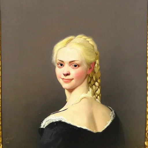 Image similar to a portrait of elsa jean in an 1 8 5 5 painting by elisabeth jerichau - baumann. painting, oil on canvas