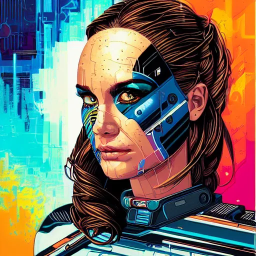 Image similar to a portrait of a female android, by Dan Mumford and Sandra Chevrier