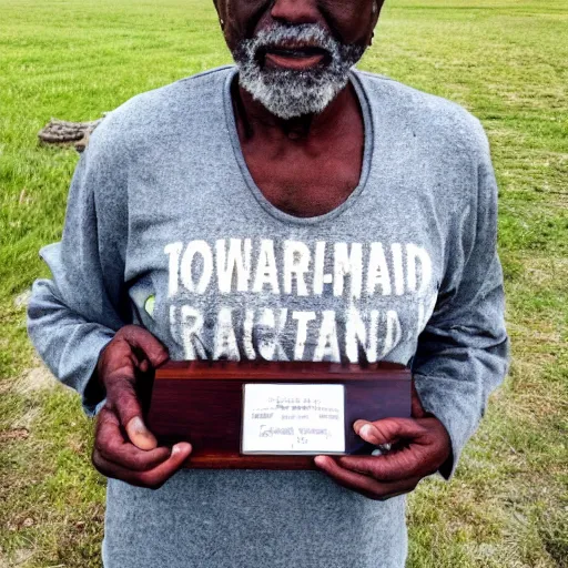 Prompt: award - winning rugged old black man after running