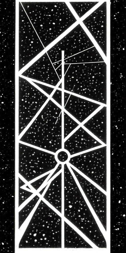 Prompt: geometric the chariot tarot card by karl gerstner, minimal, black and white monochrome, bordered, centered, in frame, 8 k scan