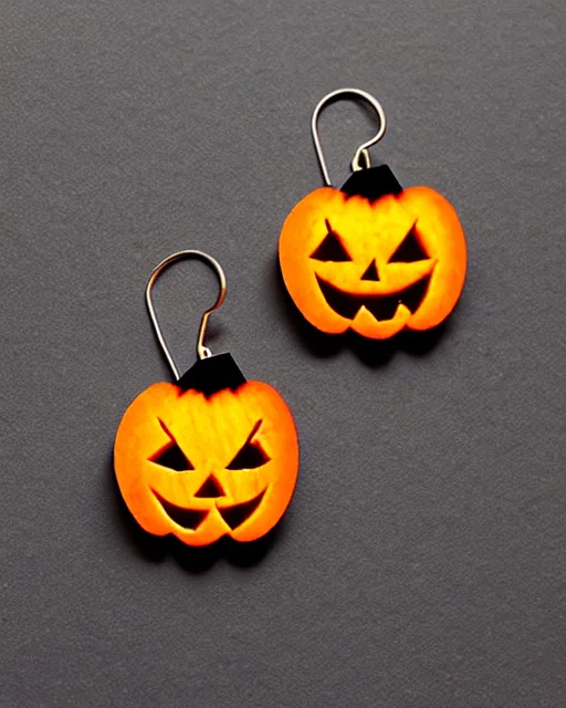 Image similar to spooky jack'o'lantern, 2 d lasercut earrings,