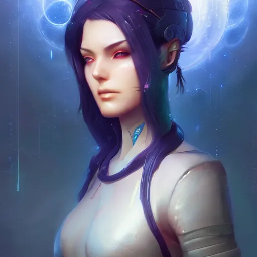Prompt: beautiful portrait of the cyberpunk goddess of jupiter, character design by charlie bowater, ross tran, artgerm, and makoto shinkai, detailed, soft lighting, rendered in octane